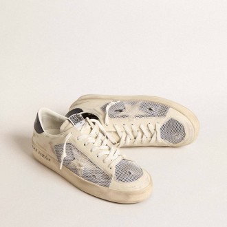 Golden Goose Stardan In White Leather And Mesh With White Leather Star