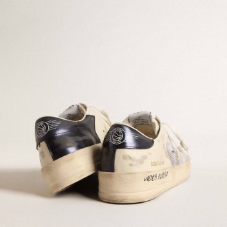 Golden Goose Stardan In White Leather And Mesh With White Leather Star