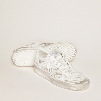 Golden Goose Stardan In White Leather With White Leather Star And Heel Tab