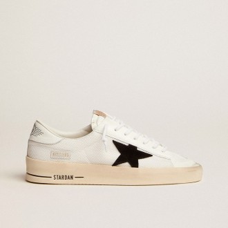 Golden Goose Stardan In White Mesh With Black Suede Star