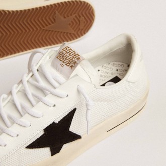 Golden Goose Stardan In White Mesh With Black Suede Star Golden Goose Stardan In White Mesh With Black Suede Star