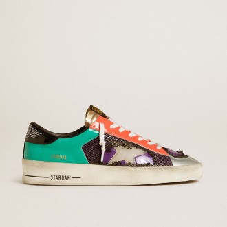 Golden Goose Stardan Lab In Patent Leather And Mesh With Rubber Star