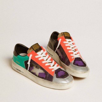 Golden Goose Stardan Lab In Patent Leather And Mesh With Rubber Star