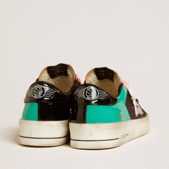 Golden Goose Stardan Lab In Patent Leather And Mesh With Rubber Star
