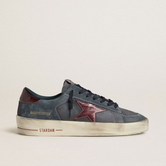 Golden Goose Stardan Ltd In Anthracite Nubuck And Blue Suede With Metallic Leather Star