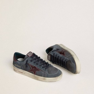 Golden Goose Stardan Ltd In Anthracite Nubuck And Blue Suede With Metallic Leather Star