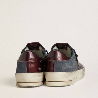 Golden Goose Stardan Ltd In Anthracite Nubuck And Blue Suede With Metallic Leather Star