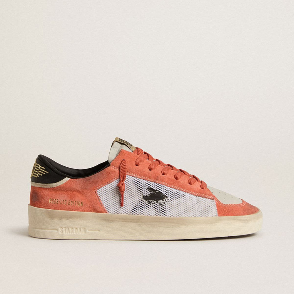 Golden Goose Stardan Ltd In Coral-Colored Suede And Mesh With Black Leather Star
