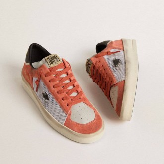 Golden Goose Stardan Ltd In Coral-Colored Suede And Mesh With Black Leather Star