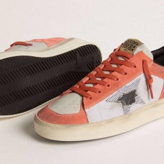 Golden Goose Stardan Ltd In Coral-Colored Suede And Mesh With Black Leather Star