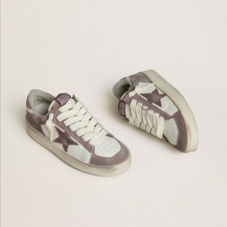 Golden Goose Stardan Ltd In Nappa Leather And Suede With Mauve Suede Star And Lavender Suede Heel Tab Golden Goose Stardan Ltd In Nappa Leather And Suede With Mauve Suede Star And Lavender Suede Heel Tab