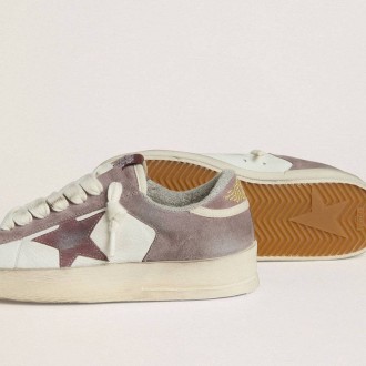 Golden Goose Stardan Ltd In Nappa Leather And Suede With Mauve Suede Star And Lavender Suede Heel Tab Golden Goose Stardan Ltd In Nappa Leather And Suede With Mauve Suede Star And Lavender Suede Heel Tab