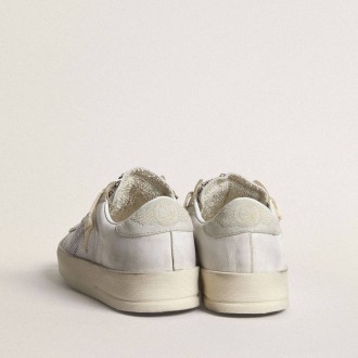 Golden Goose Stardan Ltd In White Leather With Star And Heel Tab In Ice-Gray Suede Golden Goose Stardan Ltd In White Leather With Star And Heel Tab In Ice-Gray Suede