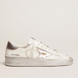 Golden Goose Stardan With Silver Metallic Leather Star And Heel Tab