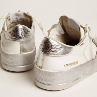 Golden Goose Stardan With Silver Metallic Leather Star And Heel Tab