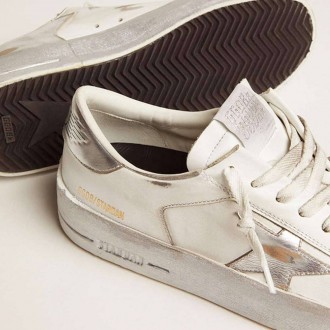 Golden Goose Stardan With Silver Metallic Leather Star And Heel Tab