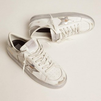 Golden Goose Stardan With Silver Metallic Leather Star And Heel Tab