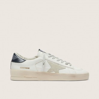 Golden Goose Stardan With Star In Ice-Gray Suede And Blu-Navy Heel Tab
