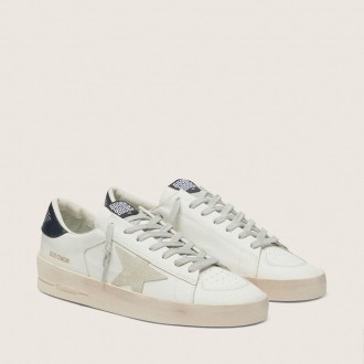 Golden Goose Stardan With Star In Ice-Gray Suede And Blu-Navy Heel Tab