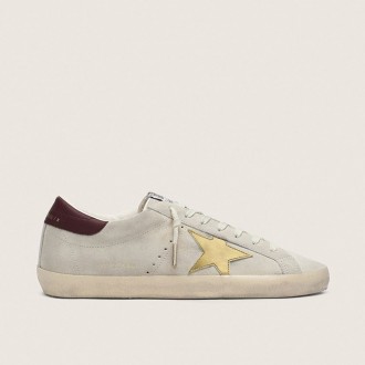 Golden Goose Super-Star Cny In Ivory Suede With Metallic Leather Star And Leather Heel Tab