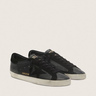 Golden Goose Super-Star In Black Nappa With Black Suede Star And Heel Tab