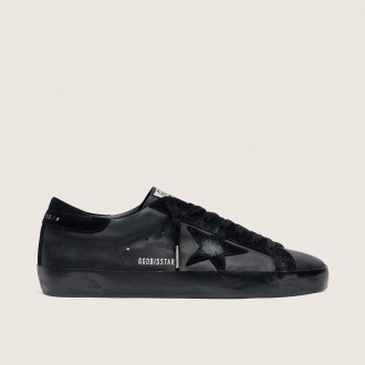 Golden Goose Super-Star In Black Nappa With Suede Details And Black Foxing