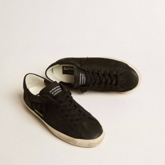 Golden Goose Super-Star In Black Nubuck With Perforated Star And Black Nubuck Heel Tab Golden Goose Super-Star In Black Nubuck With Perforated Star And Black Nubuck Heel Tab