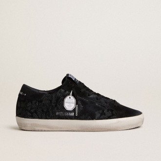 Golden Goose Super-Star In Black Pony Skin With Black Swarovski Crystals And Black Suede Star