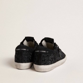 Golden Goose Super-Star In Black Pony Skin With Black Swarovski Crystals And Black Suede Star Golden Goose Super-Star In Black Pony Skin With Black Swarovski Crystals And Black Suede Star