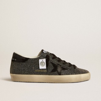 Golden Goose Super-Star In Black Swarovski Crystals With Black Suede Star