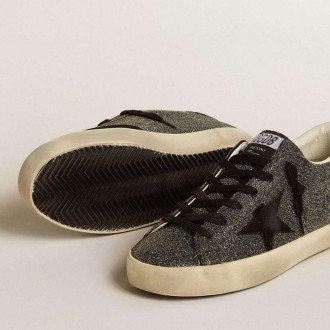 Golden Goose Super-Star In Black Swarovski Crystals With Black Suede Star Golden Goose Super-Star In Black Swarovski Crystals With Black Suede Star