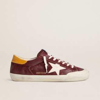 Golden Goose Super-Star In Brick-Red Suede With White Leather Star And Animal-Print Heel Tab
