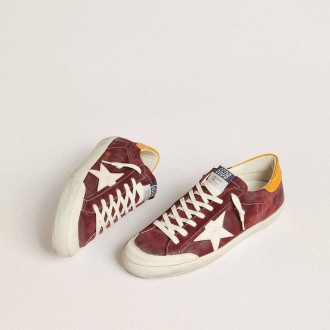 Golden Goose Super-Star In Brick-Red Suede With White Leather Star And Animal-Print Heel Tab