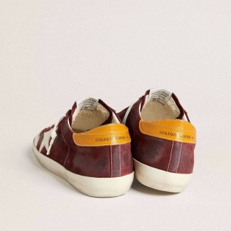 Golden Goose Super-Star In Brick-Red Suede With White Leather Star And Animal-Print Heel Tab