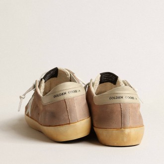 Golden Goose Super-Star In Brown And Green Suede With White Nappa Leather Star