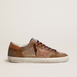 Golden Goose Super-Star In Brown Suede With Tan Leather Star And Heel Tab