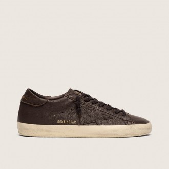 Golden Goose Super-Star In Dark Brown Leather With Tone-On-Tone Leather Star
