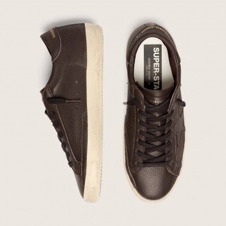 Golden Goose Super-Star In Dark Brown Leather With Tone-On-Tone Leather Star