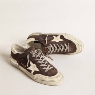 Golden Goose Super-Star In Gray Suede With Ecru Nappa Star And Heel Tab