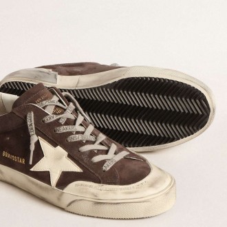 Golden Goose Super-Star In Gray Suede With Ecru Nappa Star And Heel Tab