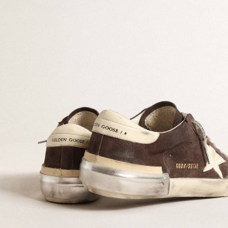 Golden Goose Super-Star In Gray Suede With Ecru Nappa Star And Heel Tab