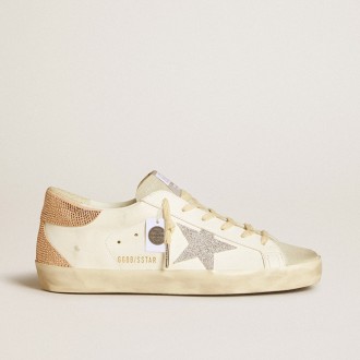 Golden Goose Super-Star In Leather With Swarovski Crystal Star And Heel Tab