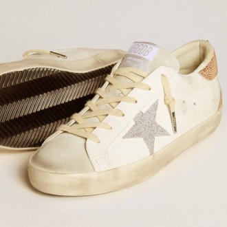 Golden Goose Super-Star In Leather With Swarovski Crystal Star And Heel Tab Golden Goose Super-Star In Leather With Swarovski Crystal Star And Heel Tab