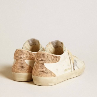 Golden Goose Super-Star In Leather With Swarovski Crystal Star And Heel Tab Golden Goose Super-Star In Leather With Swarovski Crystal Star And Heel Tab