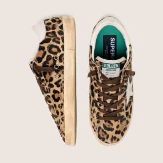 Golden Goose Super-Star In Leopard-Print Pony Skin With Leather Star And Heel Tab