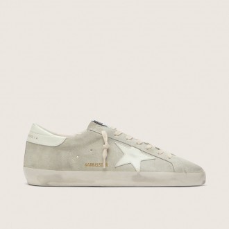 Golden Goose Super-Star In Light Gray Suede With White Leather Star