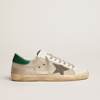 Golden Goose Super-Star In Light Silver Mesh With Gray Star