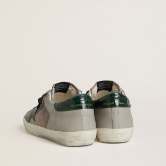 Golden Goose Super-Star In Nappa And Suede With Green Croc-Print Leather Star