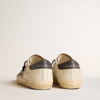 Golden Goose Super-Star In Nappa Leather With Light Blue Suede Star And Gray Leather Heel Tab Golden Goose Super-Star In Nappa Leather With Light Blue Suede Star And Gray Leather Heel Tab