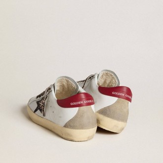 Golden Goose Super-Star In Nappa With Glitter Star And Red Nappa Heel Tab
